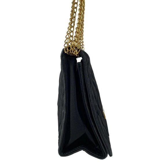 Auth CHANEL Matelasse - Black Satin Shoulder Bag Gold hardware - Picture 6 of 15